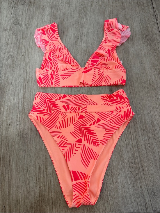 aerie Other - Aerie Coral Tropical High Waisted Bikini Set Women’s Size Medium